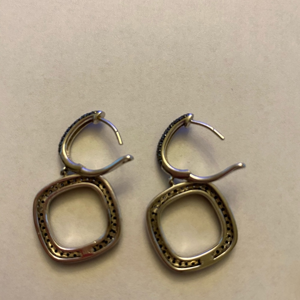 Authentic REAL Black and white diamond drop earrings - Picture 2 of 3